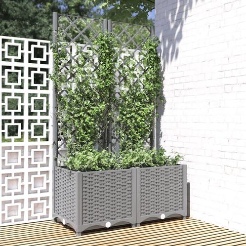 vidaXL Plantenbak met latwerk 80x40x136 cm polypropeen, Tuin en Terras, Bloembakken en Plantenbakken, 60 tot 100 cm, Nieuw, Kunststof