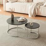 Salontafel Christchurch rond set van 2 zwart en chroom [en.c, Huis en Inrichting, Tafels | Salontafels, Verzenden, Nieuw