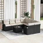 vidaXL Tuin Sofa Set met kussen 9 pcs Zwart, Crème 55 x 55 x, Tuin en Terras, Verzenden, Nieuw, Rotan