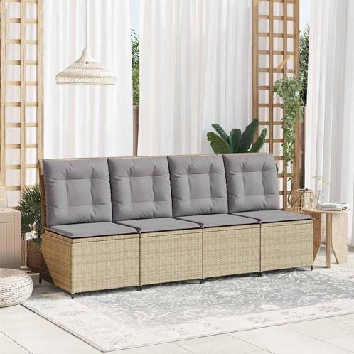 vidaXL Tuinbank met kussen Beige Poly riet, Tuin en Terras, Tuinsets en Loungesets, Nieuw, Rotan, Verzenden