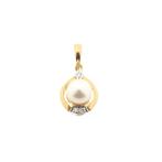 Gouden hanger met parel en diamant | 0,03 ct. (pearl), Ophalen of Verzenden, Gebruikt, Goud, Overige merken