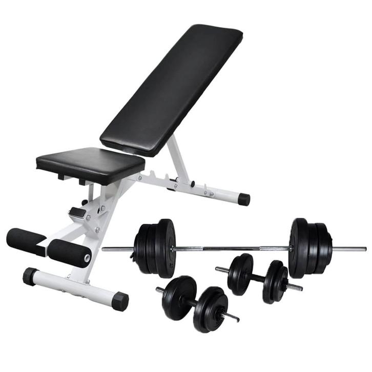 vidaXL Trainingsbank met halterset 60,5 kg, Sport en Fitness, Fitnessmaterialen, Nieuw, Verzenden