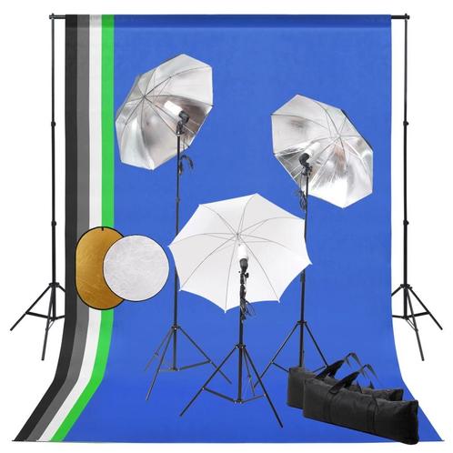 vidaXL Fotostudioset met lampen, paraplus, achtergrond en, Audio, Tv en Foto, Fotografie | Fotostudio en Toebehoren, Nieuw, Verzenden