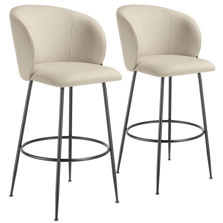 Barkruk Luana, met rugleuning, fluweellook - crème/zwart, Se, Huis en Inrichting, Barkrukken, Verzenden