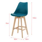 Barkruk set van 2 kunstleer en beuken 105x48x58 cm turquoise, Huis en Inrichting, Stoelen, Verzenden, Nieuw