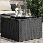 vidaXL Tuintafel met glazen blad zwart 55x55x37 cm poly, Tuin en Terras, Tuintafels, Verzenden, Nieuw