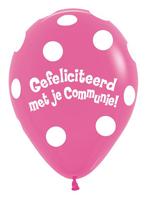 Ballonnen Communie Polka Dots Fuchsia 30cm 50st, Hobby en Vrije tijd, Feestartikelen, Nieuw, Verzenden