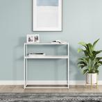 Console tafel Kuhmo sidetable glas 80x80x30 cm wit [en.casa], Huis en Inrichting, Verzenden, Nieuw