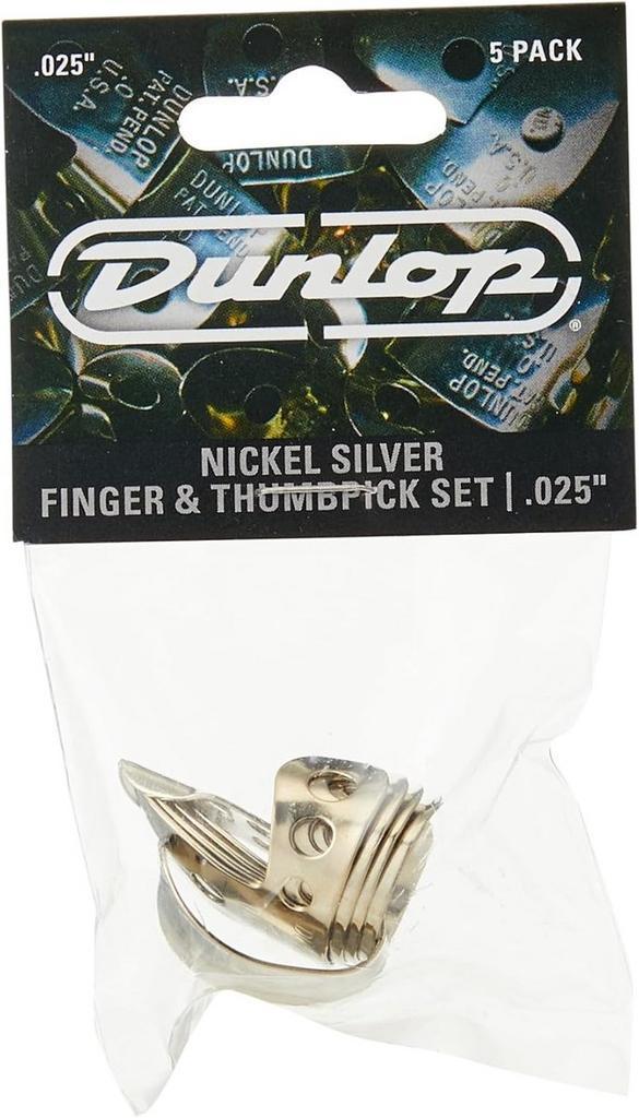 Jim Dunlop RVS vingerplectrum + duimplectrum  0.025 - 5-pack, Muziek en Instrumenten, Instrumenten | Toebehoren, Banjo, Nieuw
