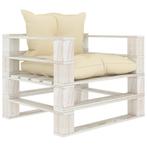 vidaXL Tuinbank met crèmekleurige kussens pallet hout, Tuin en Terras, Verzenden, Nieuw, Hout