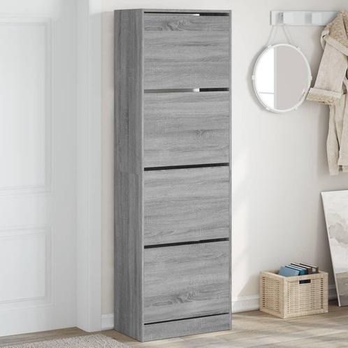 vidaXL Schoenenkast met 4 klaplades 60x34x187,5 cm grijs, Huis en Inrichting, Kasten | Schoenenrekken, Nieuw, Verzenden