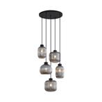 Design hanglamp zwart met smoke glas 5-lichts - Ana, Huis en Inrichting, Nieuw, Overige materialen, Design, 75 cm of meer