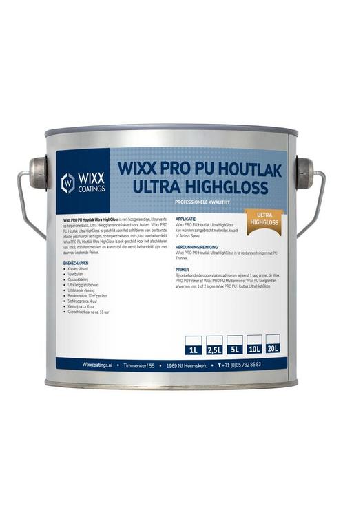 Wixx PRO PU Houtlak Ultra HighGloss RAL 9005 | Gitzwart 2.5L, Doe-het-zelf en Verbouw, Verf, Beits en Lak, Lak, Zwart, Nieuw, Minder dan 5 liter