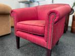 Aktie ! Rood of zilver zijde Chesterfield Stoel / club chair, Huis en Inrichting, Ophalen, Zo goed als nieuw, Stof, CHESTERFIELD
