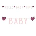 Letterslinger Hello Baby Girl Hartjes Roze (1,4m), Kinderen en Baby's, Nieuw, Ophalen of Verzenden