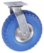 Zwenkwiel 3.50-4 Anti-lek wiel PU BLAUW, Verzenden, Nieuw