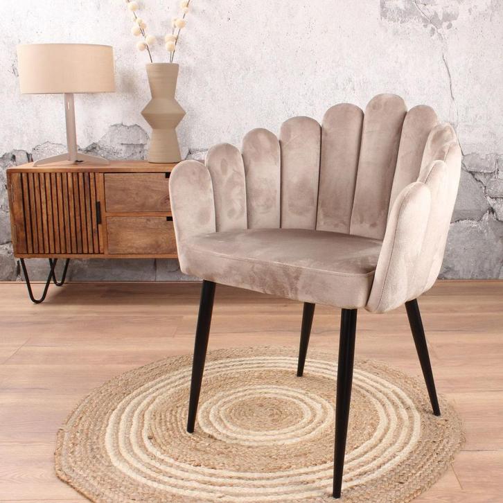 Eetkamerstoel  Velvet Champagne - Armstoel Champagne  -, Huis en Inrichting, Stoelen, Nieuw, Ophalen of Verzenden