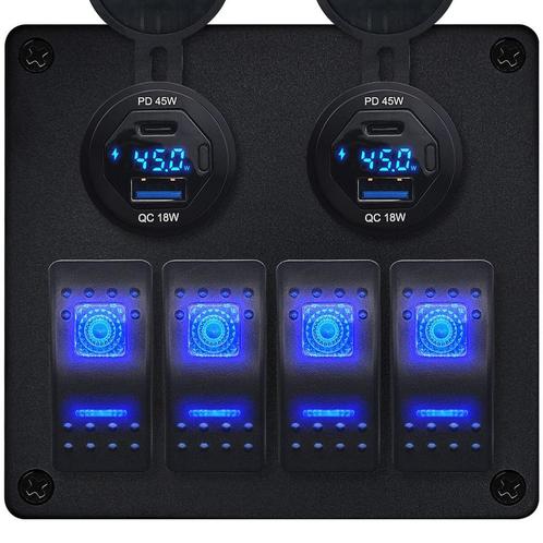 ProRide Schakelpaneel 12V voor Auto/Boot - USB/USB C, Auto-onderdelen, Dashboard en Schakelaars, Nieuw, Verzenden