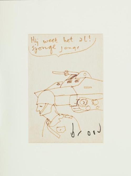 Herman Brood | Originele Tekening: Oorlog, Antiek en Kunst, Kunst | Tekeningen en Foto's, Verzenden
