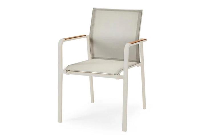 Suns Tutti stapelbare tuinstoel - Zand met teak armleuning, Tuin en Terras, Tuinstoelen, Nieuw, Overige materialen, Verzenden