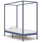 vidaXL Hemelbedframe massief grenenhout grijs 90x200 cm, Huis en Inrichting, 90 cm, Eenpersoons, Verzenden, Nieuw