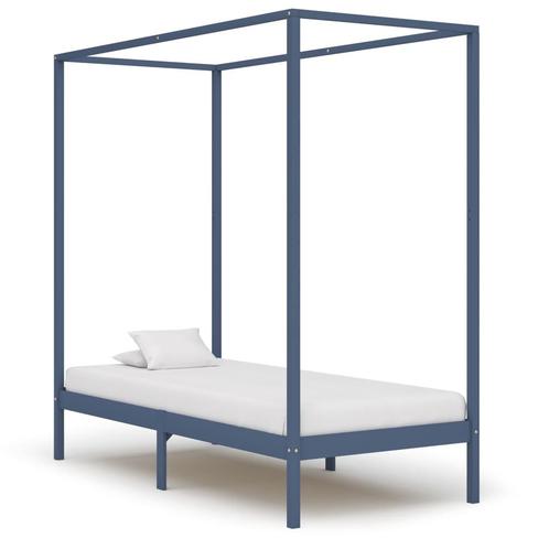 vidaXL Hemelbedframe massief grenenhout grijs 90x200 cm, Huis en Inrichting, Slaapkamer | Bedden, 90 cm, 200 cm, Grijs, Eenpersoons