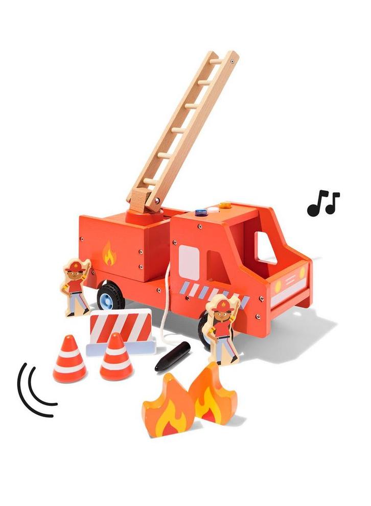 HEMA Brandweerwagen 27x16x13cm hout, Kinderen en Baby's, Speelgoed | Speelgoedvoertuigen, Nieuw, Verzenden