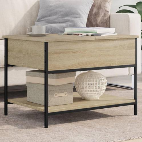 vidaXL Salontafel 70x50x50 cm bewerkt hout en metaal sonoma, Huis en Inrichting, Tafels | Salontafels, 50 tot 100 cm, Nieuw, Metaal