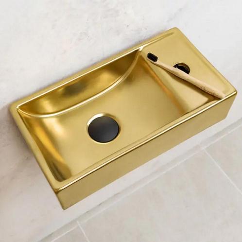 Fontein Rechts AquaSplash Oro 40x22 cm Mat Goud, Doe-het-zelf en Verbouw, Sanitair, Ophalen of Verzenden