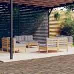 vidaXL 8-delige Loungeset met grijze kussens grenenhout, Verzenden, Nieuw, Loungeset