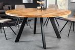 Massieve eettafel IRON CRAFT 145cm naturel rond mangohout, Ophalen of Verzenden, Nieuw