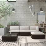 vidaXL 5-delige Loungeset met kussens poly rattan bruin, Tuin en Terras, 5 zitplaatsen, Nieuw, Loungeset, Verzenden