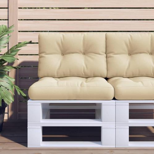 vidaXL Palletkussens 2 st stof beige, Huis en Inrichting, Woonaccessoires | Kussens, Beige, Nieuw, Verzenden