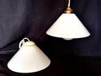 Lamp (2) - Glas, Messing - Twee Vintage hanglampen