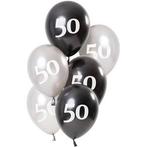 Ballonnen 50 Jaar Zwart/Zilver (6st), Nieuw, Ophalen of Verzenden