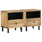 vidaXL Nachtkastjes 2 st 40x33x46 cm massief mangohout, Huis en Inrichting, Slaapkamer | Nachtkastjes, Verzenden, Nieuw, Hout