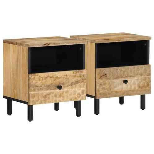 vidaXL Nachtkastjes 2 st 40x33x46 cm massief mangohout, Huis en Inrichting, Slaapkamer | Nachtkastjes, Nieuw, Hout, Verzenden