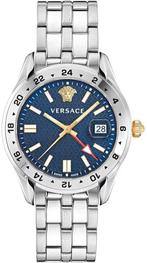 Versace VE7C00523 Greca Time GMT horloge 41 mm, Overige merken, Staal, Verzenden, Polshorloge