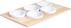 Buffetplaat met 5 Witte Kommen | 53x33cm, Verzenden