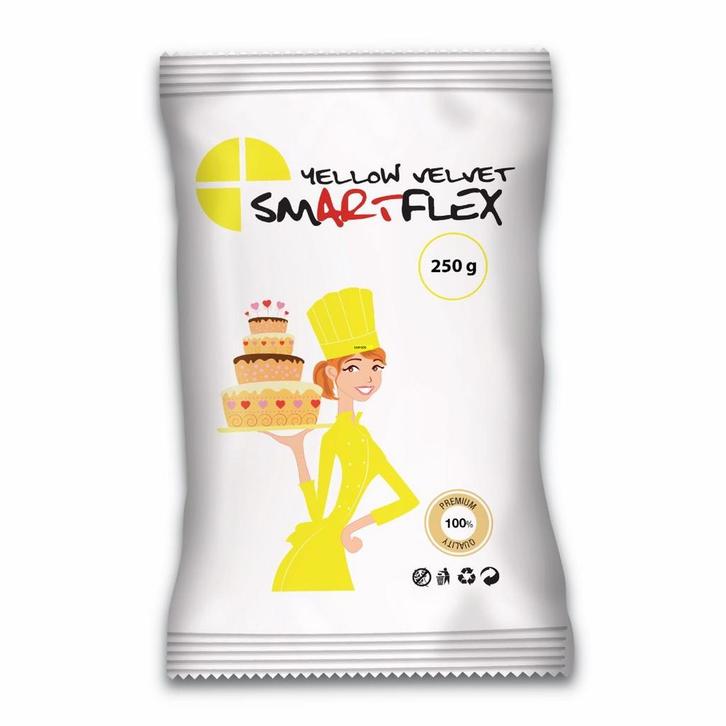 SmartFlex Fondant Geel Velvet 250g, Hobby en Vrije tijd, Taarten en Cupcakes maken, Nieuw, Verzenden