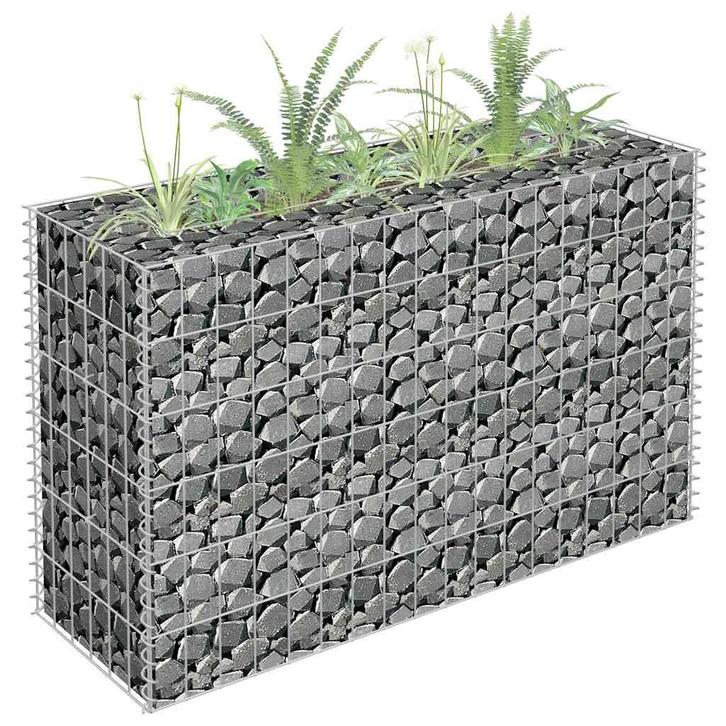 vidaXL Gabion plantenbak verhoogd 90x30x60 cm gegalvaniseerd, Tuin en Terras, Bloembakken en Plantenbakken, 60 tot 100 cm, Nieuw