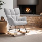 Schommelstoel Torve, gestoffeerd, gestikt patroon, houten sl, Huis en Inrichting, Stoelen, Verzenden, Nieuw