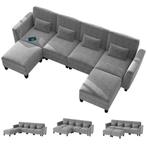 LIVSK Hoekbank met 2 Voetenbankjes - U-vormig - USB en Type-, Huis en Inrichting, Verzenden, Nieuw