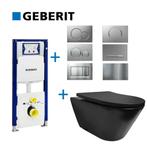 Geberit UP320 Toiletset set10 Wiesbaden Stereo Mat Zwart met, Doe-het-zelf en Verbouw, Nieuw, Overige typen, Ophalen of Verzenden