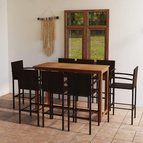 vidaXL 9-delige Tuinbarset bruin, Tuin en Terras, Tuinsets en Loungesets, Nieuw, 8 zitplaatsen, Hardhout, Verzenden