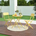 Klaptafel Sande tuintafel metaal rond 71xØ62 cm geel [en.cas, Verzenden, Nieuw