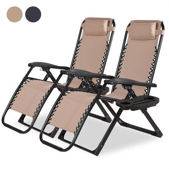 2dekans | Novitaa Opvouwbare Ligstoelen Duoset - Verstelbaar, Tuin en Terras, Tuinsets en Loungesets, Zo goed als nieuw, Ophalen of Verzenden