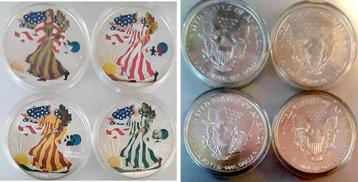 1 Dollasr 2002 Usa Us Eagle, 1 Ounze zilver, 4 verschiede... beschikbaar voor biedingen