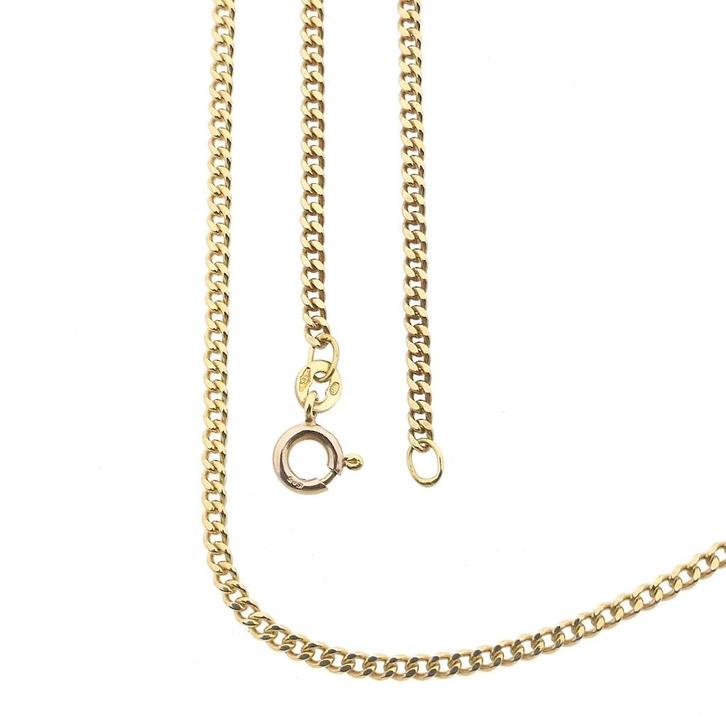 Gouden gourmet schakel ketting | 43,5 cm (schakelketting), Sieraden, Tassen en Uiterlijk, Kettingen, Overige kleuren, Gebruikt