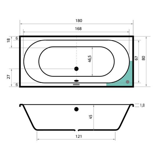 Ligbad Beterbad Xenz Madeira 180x80 cm Inclusief Badpoten, Doe-het-zelf en Verbouw, Sanitair, Ophalen of Verzenden